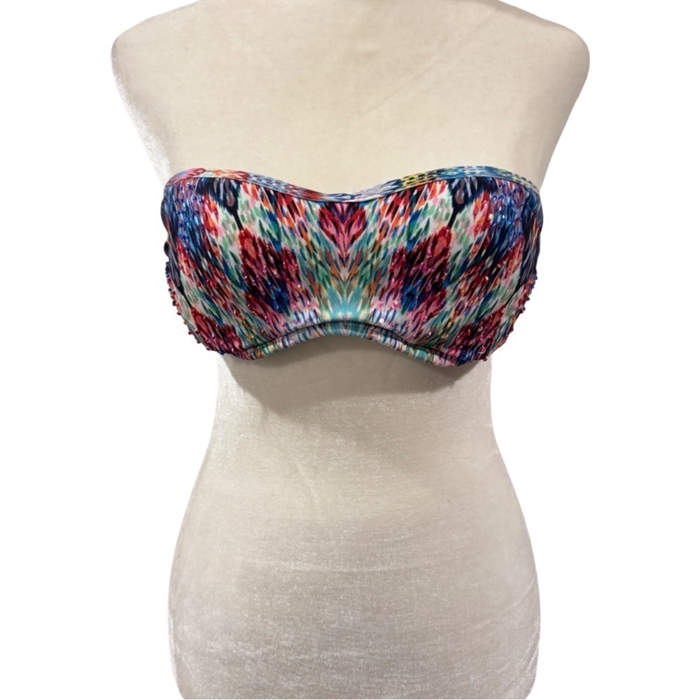 Pilyq womens Embellished Strapless Bikini Top Size small